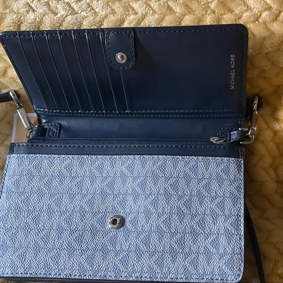Michael Kors Black and Blue Crossbody Wallet - Picture 3 of 6
